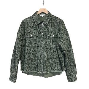 Mittoshop Leopard Print Jacket Shacket Women Small Army Green Black
